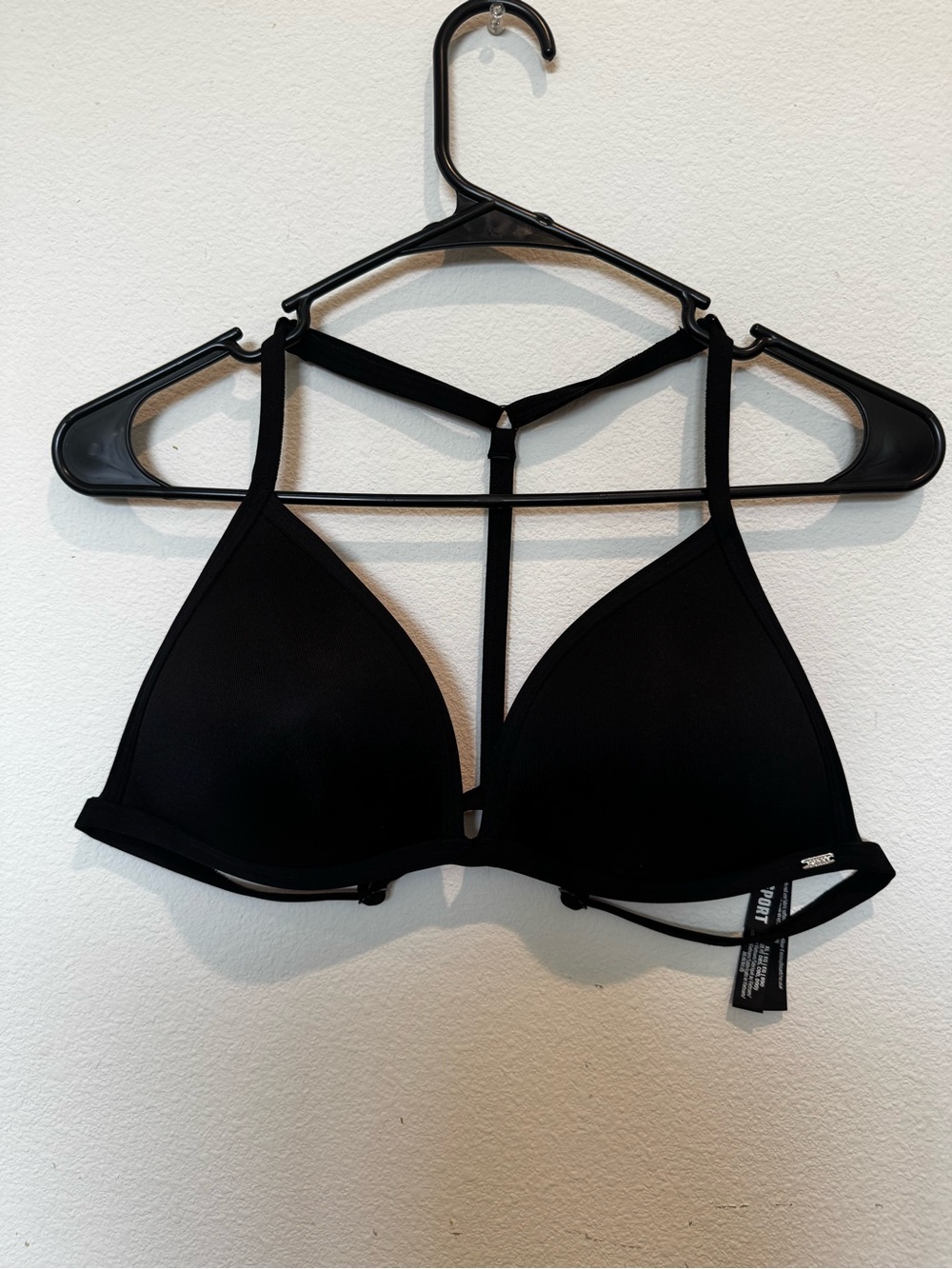 PINK Victoria's Secret Black Strappy Triangle Bikini Top